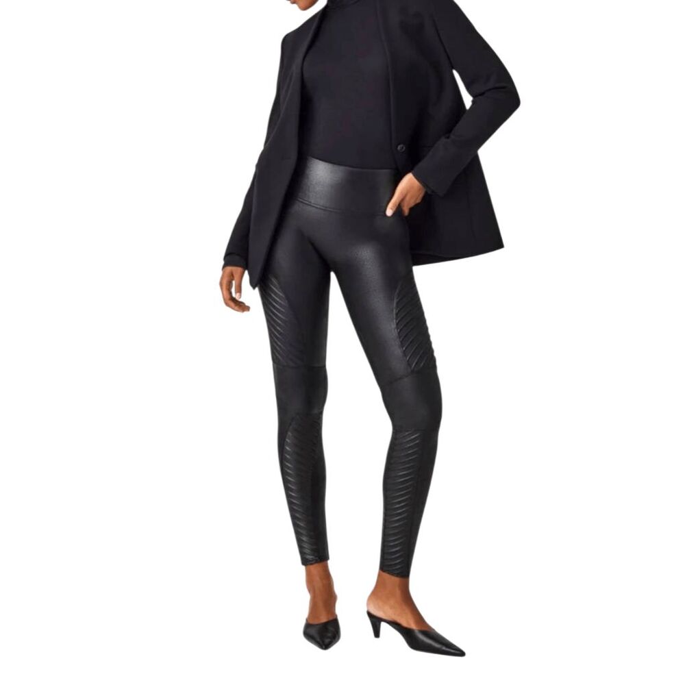 SPANX Faux Leather Moto Leggings Size S/P